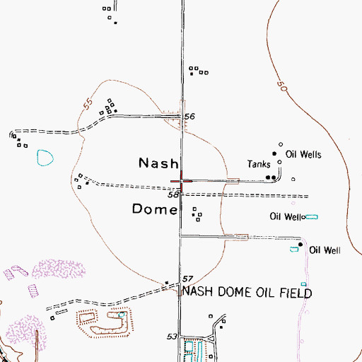 Topographic Map of Nash Dome, TX