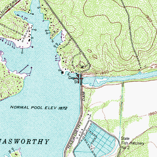 Topographic Map of Nasworthy Dam, TX