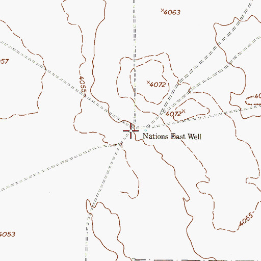 Topographic Map of Nations East Well, TX