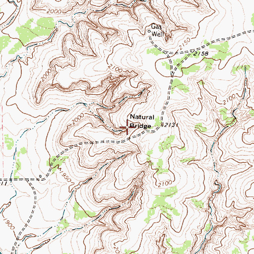 Topographic Map of Natural Bridge, TX