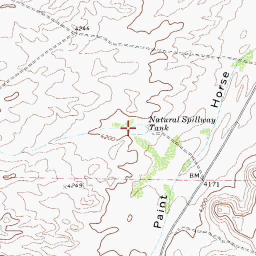 Topographic Map of Natural Spillway Tank, TX
