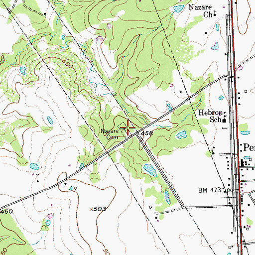 Topographic Map of Nazare Cemetery, TX
