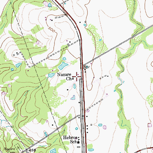 Topographic Map of Nazare Church, TX