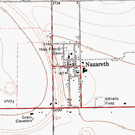 Topographic Map of Nazareth, TX