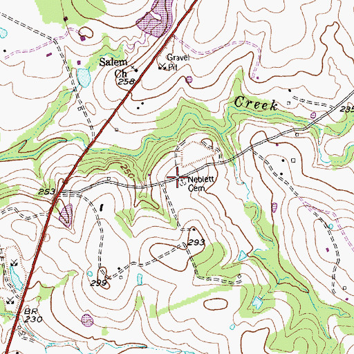 Topographic Map of Neblett Cemetery, TX