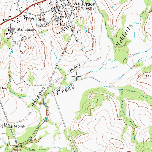 Topographic Map of Nebletts Creek, TX