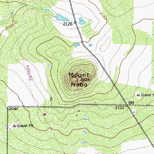 Topographic Map of Mount Nebo, TX