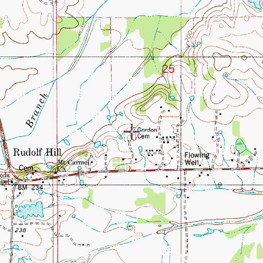 Topographic Map of Gordon Cemetery, AL