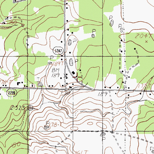 Topographic Map of Nedville Church, TX