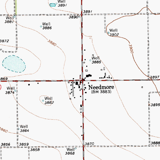 Topographic Map of Needmore, TX