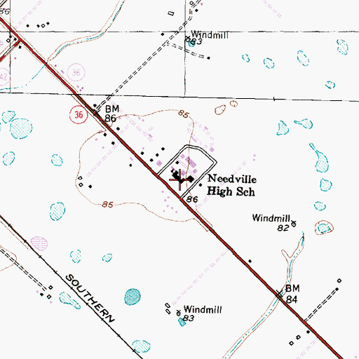 Topographic Map of Needville High School, TX