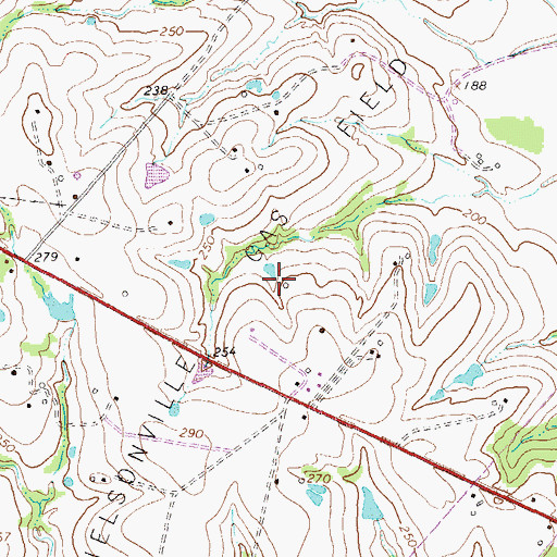 Topographic Map of Nelsonville Gas Field, TX