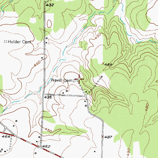 Topographic Map of Boze Nevill Cemetery, TX
