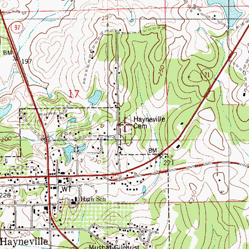 Topographic Map of Hayneville Cemetery, AL
