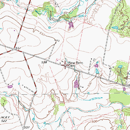 Topographic Map of New Bern Cemetery, TX