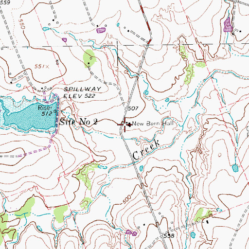 Topographic Map of New Bern Hall, TX
