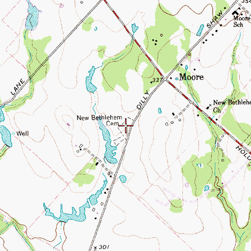 Topographic Map of New Bethlehem Cemetery, TX