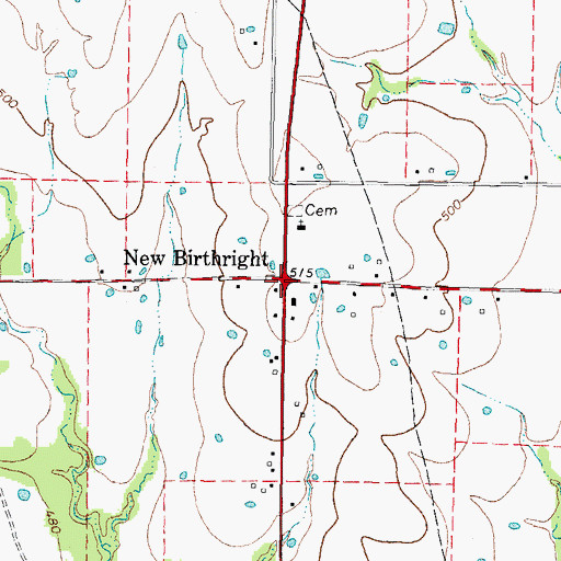 Topographic Map of New Birthright, TX