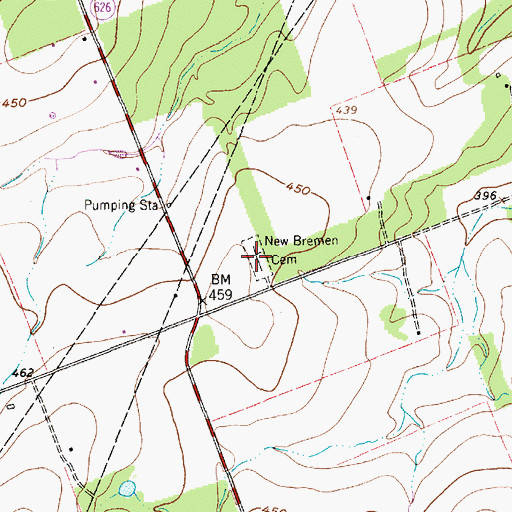 Topographic Map of New Bremen Cemetery, TX