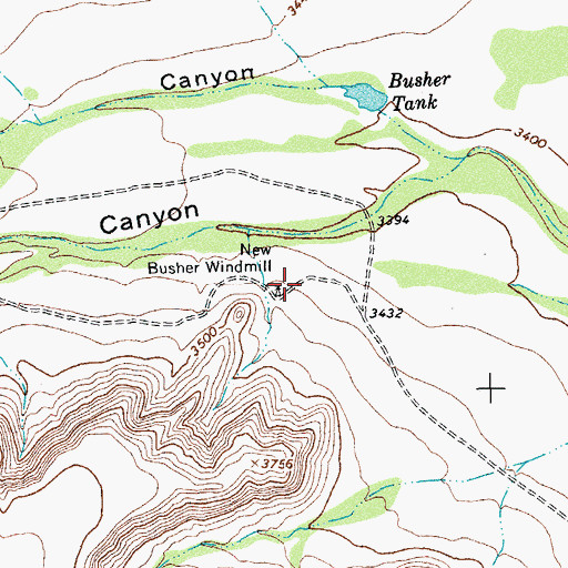 Topographic Map of New Busher Windmill, TX