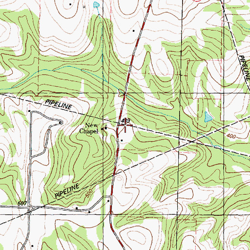 Topographic Map of New Chapel, TX