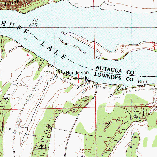 Topographic Map of Henderson Landing, AL