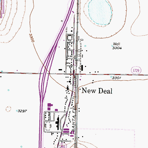 Topographic Map of New Deal, TX