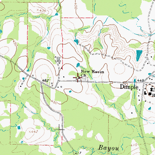 Topographic Map of New Haven Church, TX