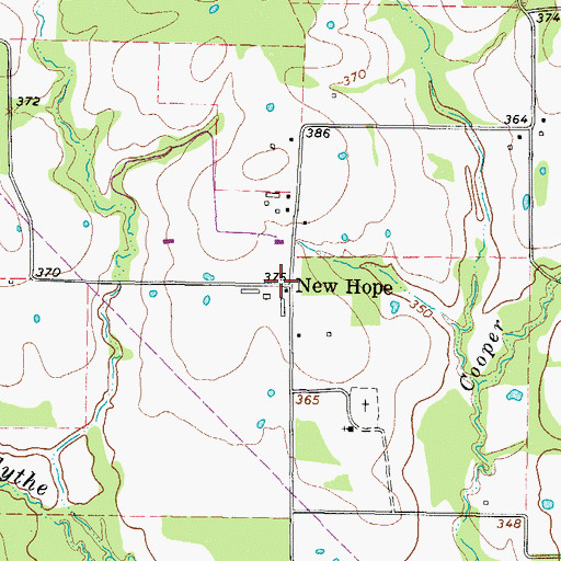 Topographic Map of New Hope, TX