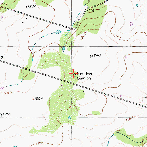 Topographic Map of New Hope Cemetery, TX