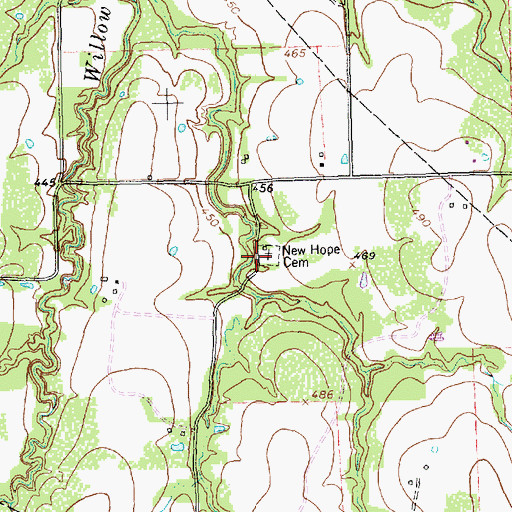 Topographic Map of New Hope Cemetery, TX