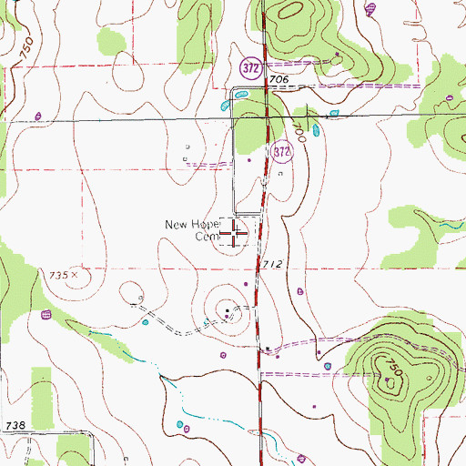 Topographic Map of New Hope Cemetery, TX