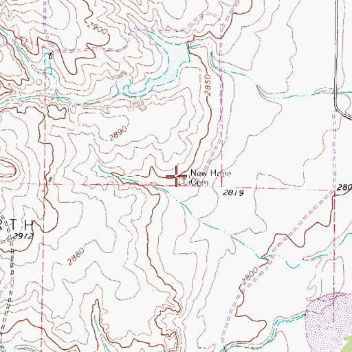 Topographic Map of New Hope Cemetery, TX