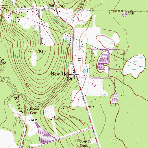 Topographic Map of New Hope Church, TX