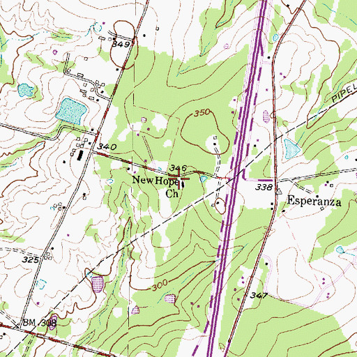 Topographic Map of New Hope Church, TX
