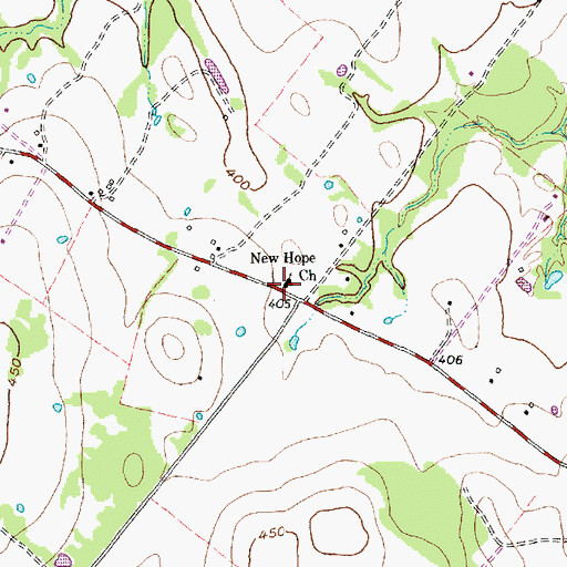 Topographic Map of New Hope Church, TX