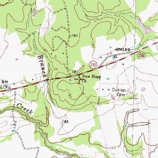 Topographic Map of New Hope Church, TX