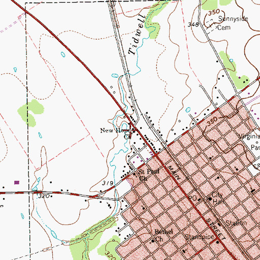 Topographic Map of New Hope Church, TX