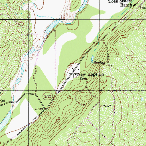 Topographic Map of New Hope Church, TX