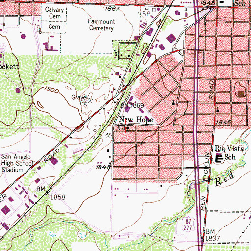 Topographic Map of New Hope Church, TX