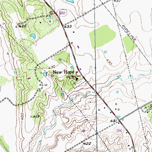 Topographic Map of New Hope Church, TX