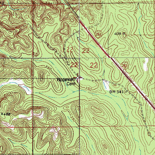 Topographic Map of Hopewell Cemetery, AL