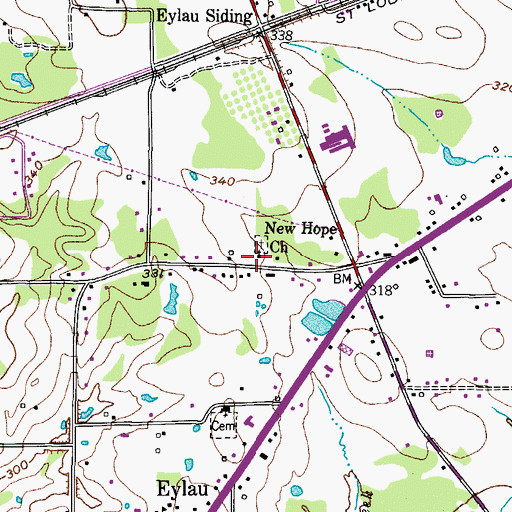Topographic Map of New Hope Church, TX