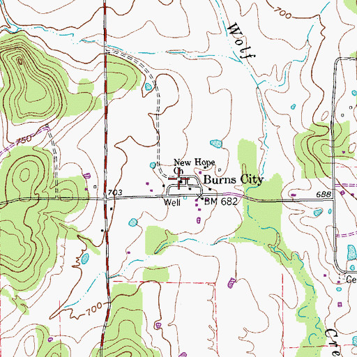 Topographic Map of New Hope Church, TX