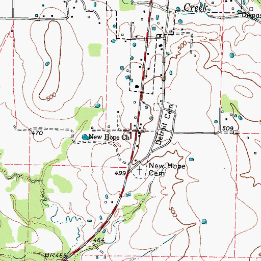 Topographic Map of New Hope Church, TX
