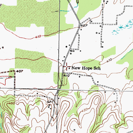 Topographic Map of New Hope School, TX