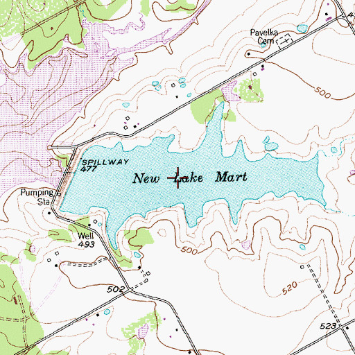 Topographic Map of New Lake Mart, TX