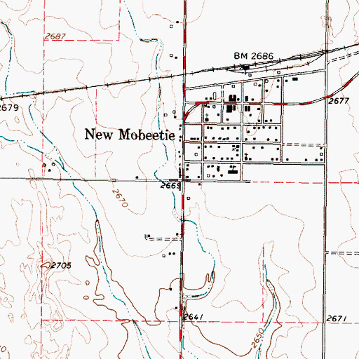 Topographic Map of New Mobeetie, TX