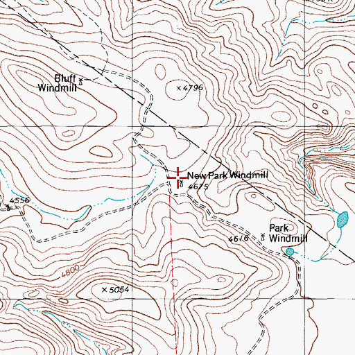 Topographic Map of New Park Windmill, TX