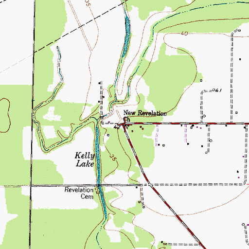 Topographic Map of New Revelation Church, TX